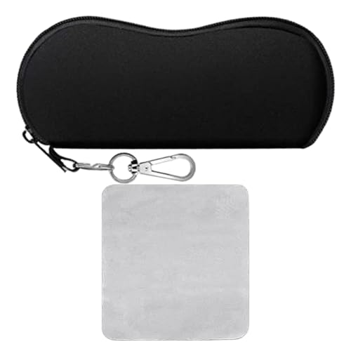 ZBHDEYG Damen-Sonnenbrillenetui, Hartschalen-Brillenetui, Schwarz, Tauchmaterial, 18 x 8,5 cm, 1 Stück, Brillentuch, Grau, Wildleder-Verbundstoff, 14,3 x 14,5 cm