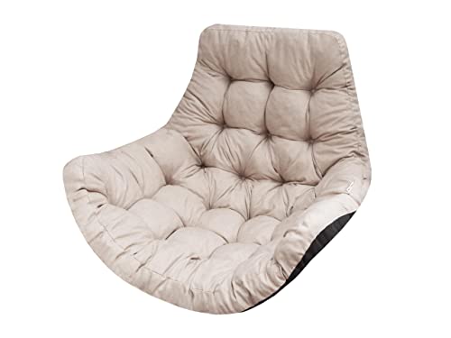 Bjird Hängesessel Kissen, Polster, Auflage für Polyrattan & Rattan Hängeschaukel, Sitzauflage für Hängekorb - Runde Sitzkissen - Rückenkissen für Hängesitz - Indoor & Outdoor - Beige Ökoleinen