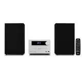 MEDION E64482 Micro Audio System Kompaktanlage (DAB+, CD Player, PLL UKW Radio, Bluetooth, MP3 Player, AUX, Kopfhöreranschluss, USB, Sleeptimer, dimmbares Display) Silber