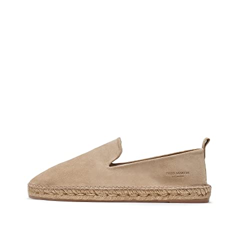 FRED MARTIN COLLECTION, Herren Espadrilles aus Wildleder mit Jutesohle und Lederausstattung, Größe 42, Champagne Suede Beige