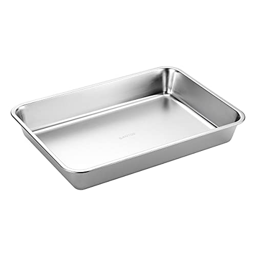 SANTOS Edelstahl Grillschale - Auffangschale 41,5x29,5x6cm - Robuste Grillpfanne - Perfekt für Gemüse, Fisch & mehr - Leicht zu reinigen - BBQ Zubehör