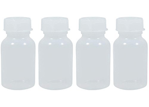 4 x Weithalsflasche 100 ml mit Schraubverschluss, Apothekerflasche, Laborflasche, Medizinflasche, Vorratsdose, Kunststoffdose, aus Kunststoff (PE-LD), BPA frei - made in Germany