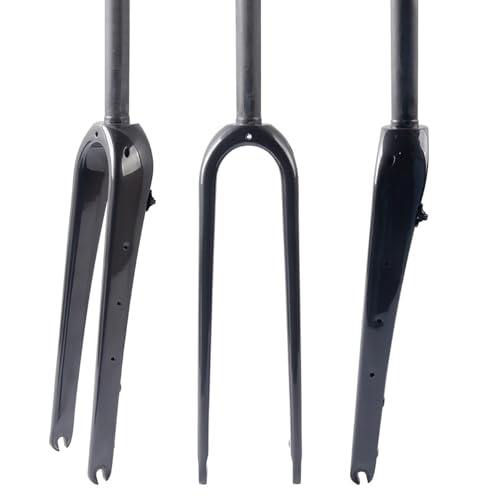 CASOME Gravel Fork 700c Carbonfaser-Rennrad-Starrgabel Qr 9-Mm-Scheibenbremse 1 1/8 Zoll Gerades/Konisches Rohr Leichte Fahrrad-Vorderradgabel(Matte Black,Straight)