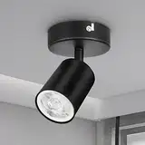 Dehobo 1er Led Deckenstrahler Schwenkbar 350° - Deckenstrahler 1 Flammig Schwarz GU10 - LED Wandstrahler mit Strahler Deckenspot - Spotlight Lampe für Wohnzimmer Küche - Nein GU10 Leuchtmittel