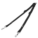 HAPPY HACHI Doppelte Hundeleine,Kein Verheddern 360° Drehbarer Doppelleine für 2 Hunde,Einstellbar Coupler Kein Tangle Nylon Wanderung Leine für Hunde Klein Mittlere und Große Lauftraining (Schwarz-S)