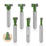 Tkxjry 6-tlg T-Nutfräser Schaft,T-Track Schlitz Holz Fräser,T-Slot Cutter Router Bit Set,T-Nutfräser Hartmetall,T-Track Slotting Fräser,T-Nut Router Bits Set,T-Nutfräser,Für Gängige Sechskantschrauben