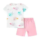deiko Shorts und T-Shirt Set für Kinder | 100% Baumwolle gemustertes T-Shirt und Shorts Set for Jungen Kind Junge Maedchen Sommer Saison (Blumen, 4-5 Jahre)