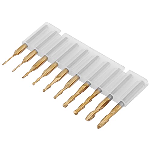 10 Stcs Kugel Nasenschneider Verjüngte 1 Mm, 1,5 Mm, 2, 2,5, 3,175 Titanschichtmühlenschneider für Leiterplatten, Kunststoffe, Kupfer und Edelstahl mit Gutem Mahlen
