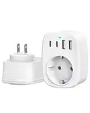 Adapter Japan Deutschland Stecker, Japan Steckdosenadapter mit 2 USB C und 2 USB A, 5-in-1 Steckdose Reiseadapter Typ A Stromadapter für Japan, USA, Thailand, China, Kanada