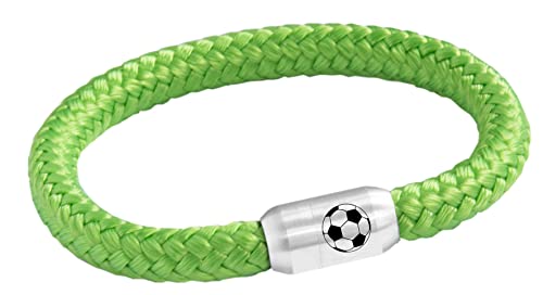 Paris Montana Original Fußball Segeltau Fan Armband Magnetverschluss Fußball Gravur 8mm Durchmesser (Grün, 22.00)