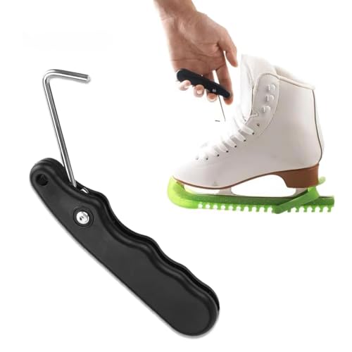 EIH1 Sportdraht Schnürspanner Falten Schlittschuhe Spitze Abzieher Edelstahl Hockey Eiskunstlauf Mühelos Schnürspanner Draht Falten für Eishockey Zubehör Schwarz