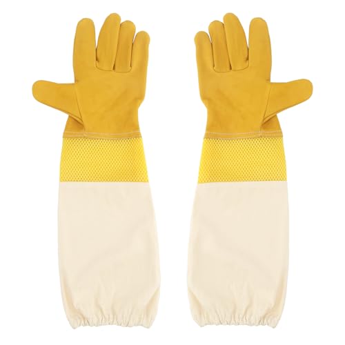 Hapyearn Imkerhandschuhe Stichfest XL,Imker Handschuhe Herren Damen Handschuhe Imker,Imker zubehör Für Bienenschutzhandschuhe-Gelb