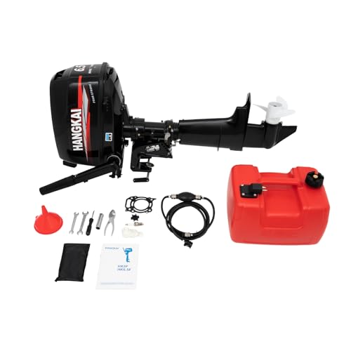 AOOUNGM 6.5HP Außenbordmotor Benzinmotor, 4 Takt Außenborder Motor, 123CC Leistungsstarker Benzinmotor mit CDI Zündsystem, Wassergekühlter Außenbordmotor für Schlauchboote und Angeln