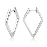 ALEXCRAFT Eckige Ohrringe Creolen Silber 925 für Damen Rhombus Ohrringe Klein Hypoallergen Huggie Silver Earrings