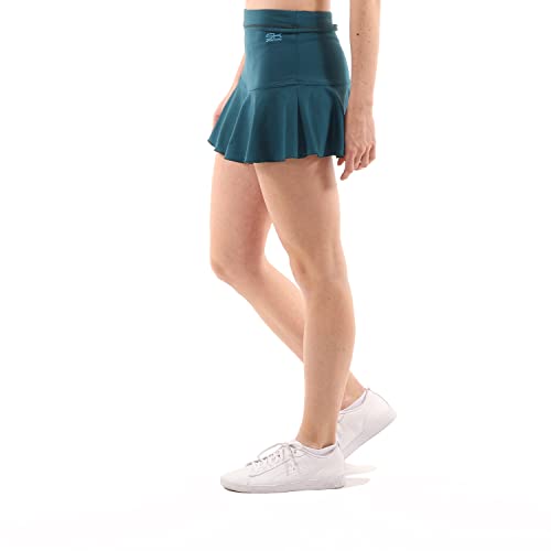 Sportkind Mädchen & Damen glockiger Tennis, Hockey, Sport Skort, Rock mit Innenhose, atmungsaktiv, UV-Schutz, Petrol grün, Gr. 152