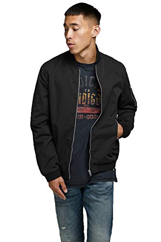JACK & JONES Herren JJERUSH Bomber NOOS 12165203, Black, L