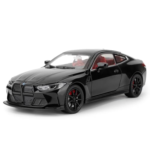 TGRCM-CZ 1/24 BMW M4 Modellauto, Zinklegierung Pull Back Fahrzeuge Modellauto mit Sound und Licht für Sammler & Kinder ab 3 Jahren alt Geburtstagsgeschenk (Schwarz)