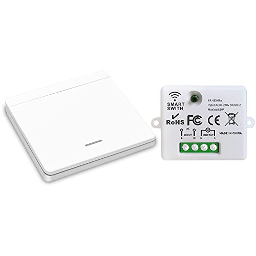DieseRC Funk-Lichtschalter, Funk-Sender-Sicherheitsschalter und Empfänger-Controller 10A, einfache Installation für Lampen bis 1500W