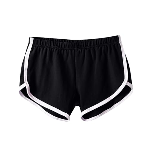 Generisch Shorts Damen Women's Sports Short Sommer Jogginghose Elastischer Bund Sportshorts High Waist Radlerhose Striped Kurze Hose Casual Badeshorts Sommerhose Yogahose Sommershorts(Black,XXL)
