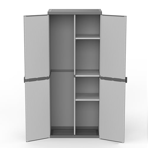 Adventa: Besenschrank aus PVC und PP, 2 Türen, einfach zu montieren, modulares System, robust, geeignet für Innen- und Außenbereiche, 68 x 40 x 165 cm