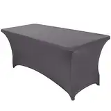 Separo Tischdecke, dehnbar, rechteckig, Spandex, für Outdoor, Party, DJ, Messen, Bankett, Lieferanten, Hochzeiten etc. 1PC 4FT grau