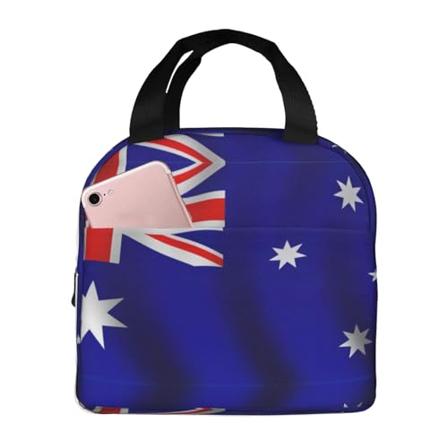 KPXXAQT Praktische isolierte Lunchtasche mit australischer Flagge, wiederverwendbar, für Schule, Picknick, Arbeit, Jungen, Mädchen, Teenager
