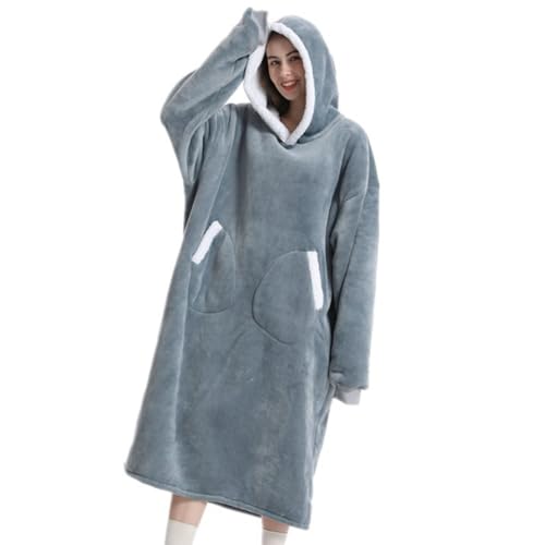 Generico Oversized Wearable Blanket, Wearable Hoodie Blanket, Oversized Blanket Sweatshirt, Cuddly Winter Blanket, Indoor Wearable Blanket, Blanket With Sleeves Light Gray 120 cm, Light Gray,