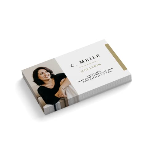 Visitenkarten drucken | mit Ihrem Foto | "Design # 39" | 1-seitig | Querformat | rechteckig | Menge + Papier zur Auswahl | sofort personalisieren | bedruckt (250 Stück)