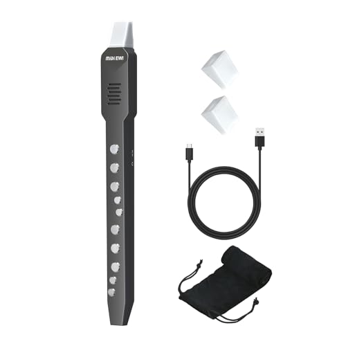 OYAYO Digitales Blasinstrument, Elektrisches Blasinstrument Schwarz Unterstützt MIDI-Bluetooth, Elektronisches Blasinstrument mit Abnehmbarer Düse und Stromkabel, Eingebaute 10 Musikinstrumententöne