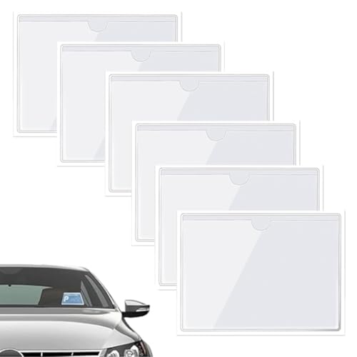 Parkausweishalter,Parkscheinhalter,6 Pcs Auto Parkschein Clip Parkschein Taschen Parkausweishalter Windschutzscheibe Parkausweis Halter Hülle Parklizenz Selbsthaftend Transparente Klebetasche