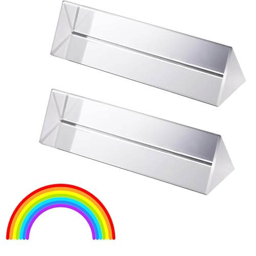 Kiuiom Kristall Optisches Glas,Kristall Prisma Dreieck,Dreieckiges Glas Prisma,Prisma Zum Unterrichten,Prisma Fotografie,Kristallprisma Für Kinder,Für Sonnenlicht Spektrum Regenbogen Effekt,2 Stück