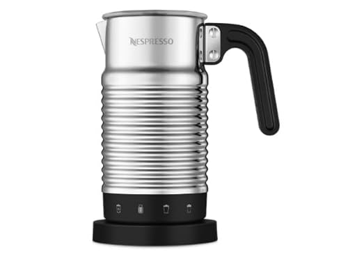 NESPRESSO Aeroccino 4 Milchaufschäumer, Elektrischer Schaumaufbereiter für 120 ml cremigen Milchschaum und 240 ml heiße Milch, spülmaschinenfester Aufschäumer, Silber