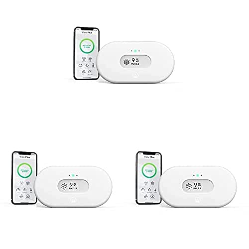 Airthings 2960 View Plus - Intelligenter Radon und Luftqualitätsmonitor (Feinstaub, Radon, CO2, VOC, Luftfeuchtigkeit, Temperatur), 3er Packung