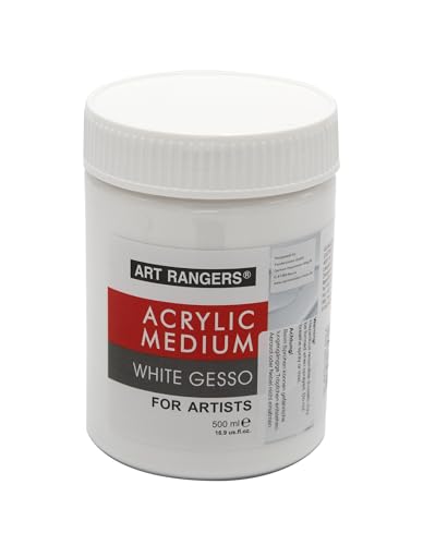 Paintersisters® Acryl Gesso Weiß 500ml - Grundierung für Acrylfarben, Ölfarben + Alkydfarben, Primer für Leinwand Maltuch zum malen