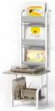 Plattenspieler Schallplatten Aufbewahrung PlattenspielerStänder Schallplattenspieler-Tisch mit Vinyl-Schallplatten-Aufbewahrung für bis zu 200 Alben Schallplatten Wandhalterung Vinyl Display Weiß