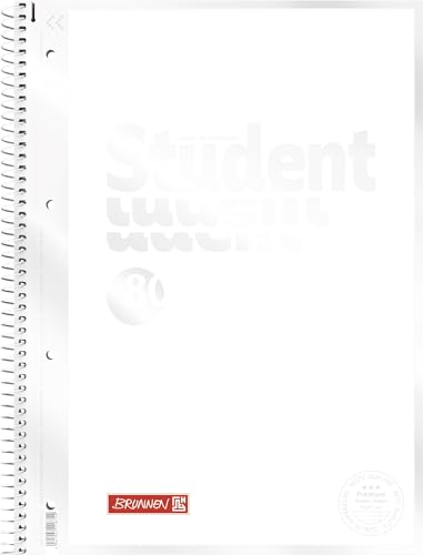 BRUNNEN Collegeblock Premium Student „White“, A4, 80 Blatt, Lineatur 27, weiß