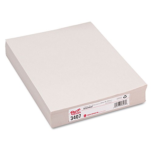 Pacon 3407 Zeitungspapier weiß, 13,6 kg, 9 x 12, weiß, 500 Blatt/Packung