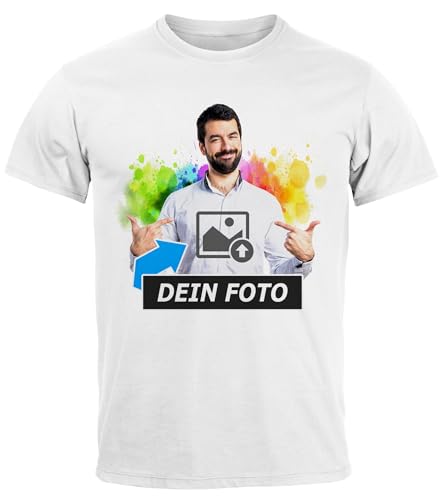 SpecialMe® personalisierbares Herren T-Shirt mit Foto Text, T-Shirt selbst gestalten & Bedrucken Lassen Foto-Geschenke Herren weiß L