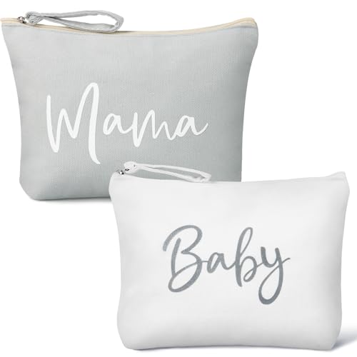 BETESSIN Geschenke für Mama zur Geburt - Mom Bag mit Reißverschluss - Kleine Kosmetiktasche für Handtasche - Make-up Tasche - Kulturbeutel Klein - Babyparty Geschenke für werdende Mutter