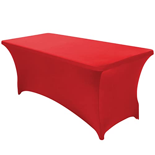 Separo Tischdecke, dehnbar, rechteckig, Spandex, für Outdoor, Party, DJ, Messen, Bankett, Lieferanten, Hochzeiten etc. 1PC 4FT rot