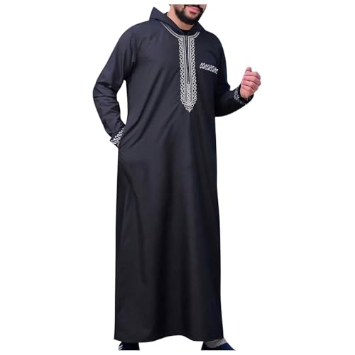 Djellaba Herren Muslim Ramadan Qamis Herren einfarbig mit Kapuze Gebet Islamisch Abaya Herren Langarm Kamis Herren Muslim Tasche Djellaba Herren Marokkanisch Kaftan Herren Jelaba Kaftan Kleid