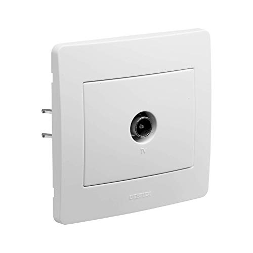DEBFLEX - DIAM2 – TV-Wandsteckdose – TV-Anschluss oder TNT-Decoder – Unterputzinstallation – Befestigung mit Krallen/Schrauben – Weiß – 85 x 82 x 33 mm