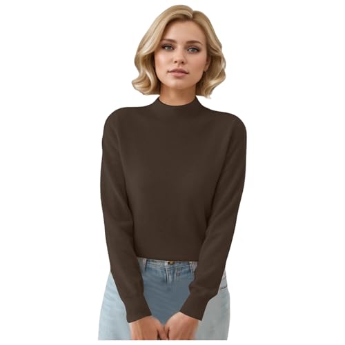 Generisch Strickpullover Damen Rundhals Pullover Damen Elegant Winter Rollkragenpullover Strickpullover Pullover Damen Herbst Elegant Schwarz Rollkragenpullover Damen