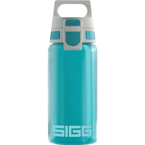 SIGG VIVA ONE Aqua Kinder Trinkflasche (0.5 L), schadstofffreie Kinderflasche mit auslaufsicherem Deckel, einhändig bedienbare Sporttrinkflasche