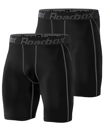 Roadbox 2er Pack Herren Kompressionsshorts, Schnelltrocknendes Baselayer Unterhose Tights Kurz Laufunterwäsche