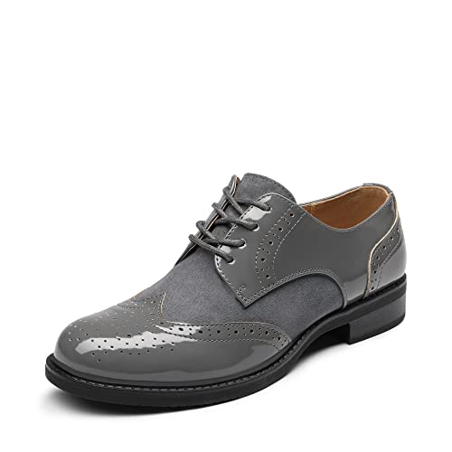 DREAM PAIRS Damen Anzugschuhe Klassische flach Brogues Derby atmungsaktive Schnürhalbschuhe Oxford komfortabel Businessschuhe SDOX2201W-E Dark/GRAU Größe 39 EU