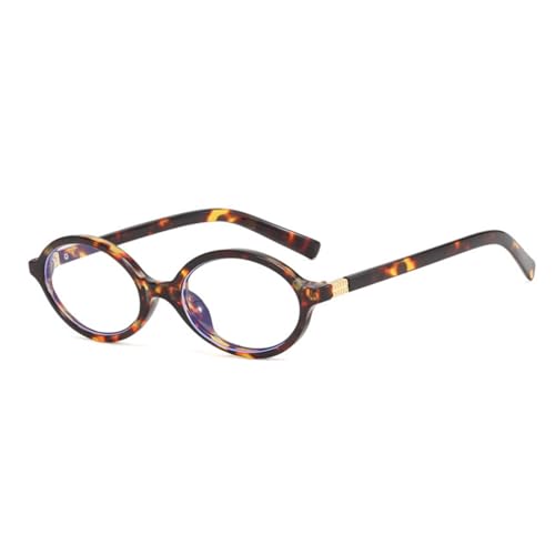 ULELA DIKML Ovaler kleiner Rahmen, Retro, schlichter Brillenrahmen für Damen, kleine ovale Sonnenbrille, Sonnenbrille für Damen und Herren, modisch, Retro, oval, 90er-Jahre-Stil, Vintage-Töne, Braun,