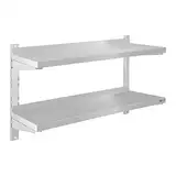 Royal Catering RCWR-80.2 Wandbord Zwei Ablageflächen Edelstahl 2 x 80 x 30 cm 3,5 cm Stärke 70 kg Belastbarkeit Wandregal Wandboard Regal Tellerbord