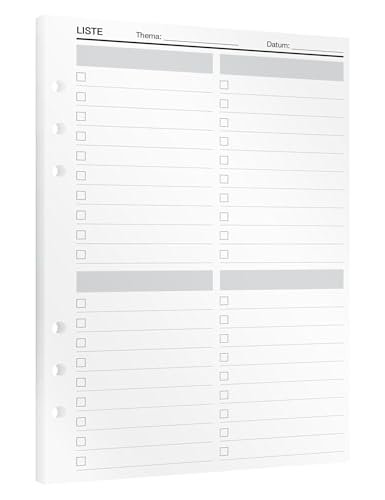 KOMPASS® Listen | 15 DIN-A5- Ringbuch-Planer-Einlagen für individualisierbare To-Do-Listen, Checklisten, Bucket Lists & Einkaufslisten | Tagesplaner | To-Do-Planer | Bullet Journal | Termin-Kalender