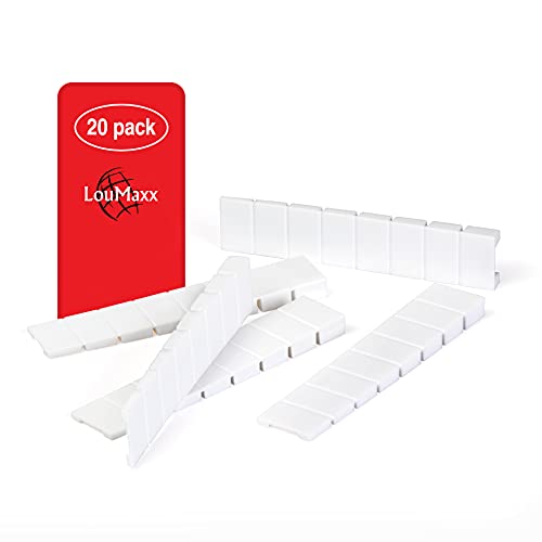 LouMaxx Möbelkeile 20er Set | Unterlegkeile 8 x 20 x 100 mm in Weiß | Keile Kunststoff mit integrierten Sollbruchstellen